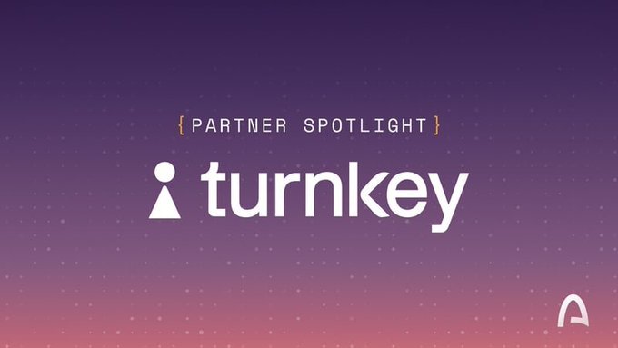 A purple gradient graphic titled "{PARTNER SPOTLIGHT}" featuring the Turnkey logo and an "A" logo in the bottom corner.