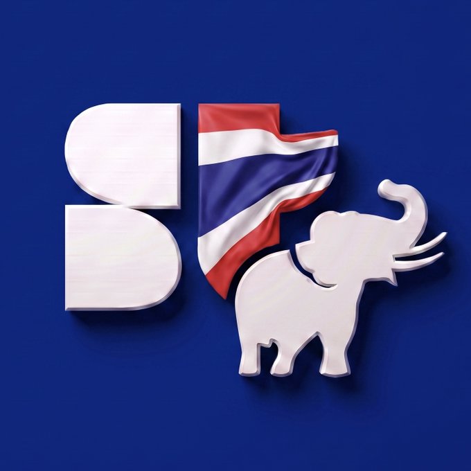 The image features a stylized 3D logo with the letters "SF" rendered in white, a Thai flag in the center, and a white elephant silhouette on a deep blue background, symbolizing the launch of "Superteam Thailand." This visual represents the post's theme of bringing the Solana Superteam community to Thailand, blending the platform's branding with Thai national identity.