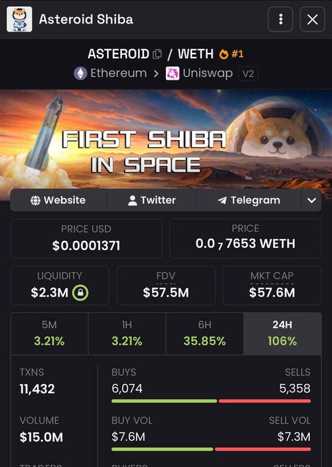 The image shows a computer screen displaying a web page with information about cryptocurrency trading, specifically focusing on "First Shiba In Space" (FIS). The post suggests that there are two ways to invest in space - through buying Bitcoin or ether. The current price of Bitcoin is $SPCX, and the price of Etherum is $0.7nH. These prices might be influenced by factors such as market demand and supply dynamics.