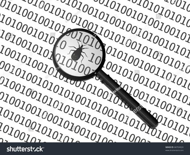 A magnifying glass examines a computer bug over a background of binary code, symbolizing the detection of a security vulnerability in Coldcard hardware wallets that resulted in approximately 594 BTC being drained from hundreds of addresses.