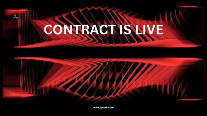Black and red digital graphic with the text 'CONTRACT IS LIVE' and 'www.lensh.com' at the bottom.