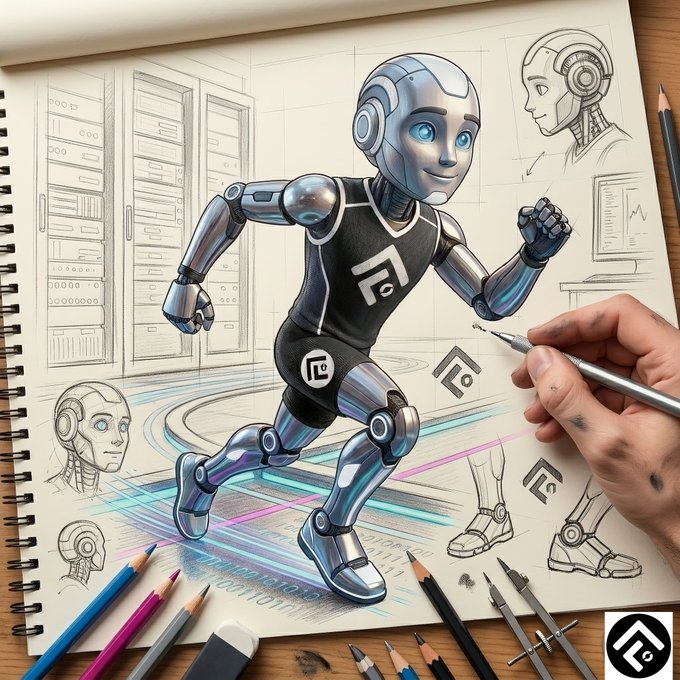 The image features a sketchbook filled with various drawings, including a cartoon robot running down a hallway. The artist's hand is visible next to the sketchbook, holding a pencil that appears to be drawing from the pages of the book. There are also colored pencils and markers scattered around the scene, suggesting an artistic process in progress.

The post on social media has a focus on privacy, as it questions why privacy cannot be taken to the next level with decentralization. The artist's drawings and the accompanying text allude to the importance of user security and privacy in the digital age.