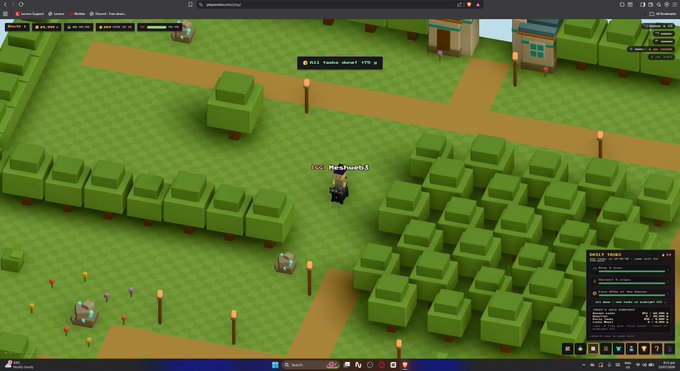 A screenshot of a voxel-based browser game with the player 'LmMalahweta1' in a green blocky world, showing the website 'playwildterra.online' in the URL bar.