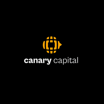 Canary Capital logo featuring an orange icon with "canary capital" text on a black background, branding the company behind the newly launched Staked TRX ETF (TRXS).