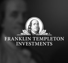 The Franklin Templeton Investments logo featuring a portrait of Benjamin Franklin, displayed against a dark background with a blurred image behind it.