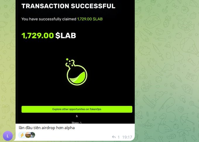 The image shows an advertisement for a product called "Lab AirDrop" that costs 1,200,000 dong (US dollars). The text in the image suggests that if people continue using Lab AirDrop as advertised, they could potentially earn over 2 million US dollars. This message is likely meant to encourage users to share their experience with the product and spread the word about it.