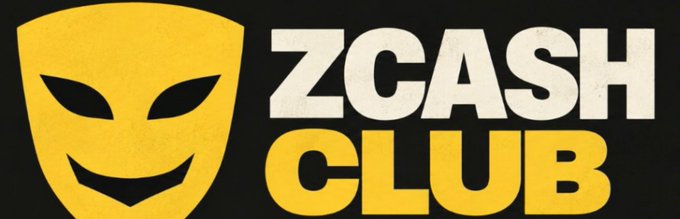 A logo featuring a yellow smiling mask next to the text 'ZCASH CLUB' in white and yellow on a black background.
