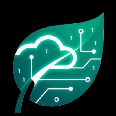 A digital graphic of a teal green leaf containing circuit board patterns and the number "1" in multiple places.