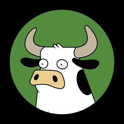 The image features a cartoon cow with horns and a white face, standing out against a green background. The caption below the image reads "Giving out GTD spots for @EthCowz Follow @EthCowz, Follow @kingjackson_eth Comment evm addy, like and retweet". This suggests that the image is related to an event or promotion involving ethical farming practices or animal welfare.
