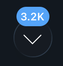 A dark app icon showing a blue notification badge with '3.2K' displayed above a downward arrow symbol.