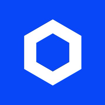 The image features a white hexagonal logo on a solid blue background, representing the Chainlink (LINK) blockchain oracle network, which is referenced in the post as Wyoming's new infrastructure provider for its FRNT stablecoin after migrating away from LayerZero due to security concerns.