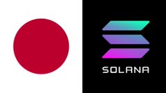 A split image featuring the flag of Japan on the left and the Solana (SOL) logo on the right, illustrating the connection between Japan's regulatory clarity and the Solana blockchain in the context of Senator Mark Warner's push for the CLARITY Act to advance U.S. leadership in digital assets.
