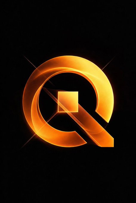 Glowing orange stylized 'Q' logo on a black background.