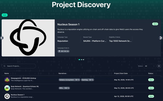 The image shows a webpage with a black background, displaying information about a project discovery platform called @quipnetwork Quantum Echoes NFT collection. The platform allows users to invest in real quantum hardware and earn tokens based on their contributions. The website also features a list of projects backed by true quantum hardware, which is an innovative approach that sets it apart from other platforms. Users can earn WL spots for building their reputation on the platform, making it an attractive option for those interested in investing in cutting-edge technology.