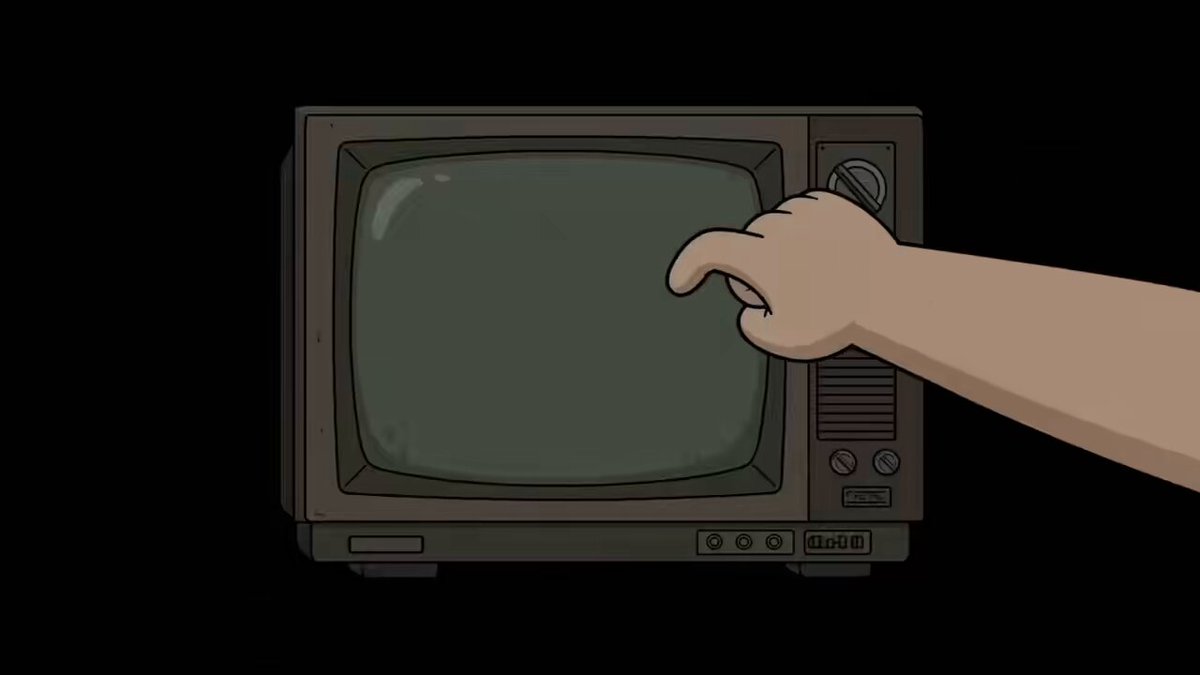 The image features a cartoon hand pointing at an old television set, which appears to be black and gray. The caption of the image reads "1/4 Tough day. Had to be the opening day of the World Cup didn't it. I am not happy but I am ok. It seems that someone feels sorry for me. Anyway, they’ve created some kind of coin about me on @Pumpfun. It's called $VAR. CA: F7Bc5TjsoydjHhH4QQPJ1Moff23GecW5rrBUr4YKpump". Focus on what is in the image and how it relates to the post.
