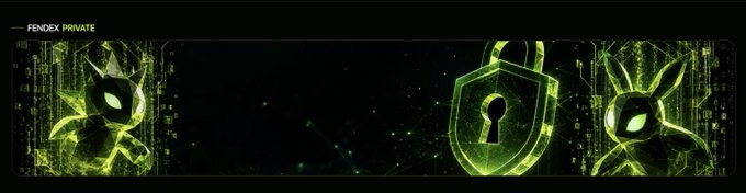 A banner image labeled 'FENDEX PRIVATE' featuring three panels with green digital/cyber aesthetic designs including a robotic rabbit-like figure, a padlock with keyhole, and another similar robotic figure.