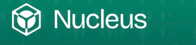 The Nucleus logo displayed on a teal/green background featuring a geometric cube icon next to the brand name.