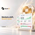 A small promotional graphic for 'Quant AI' features the headline 'Markets shift. Quant sees.' alongside a stylized 3D chart with data values including '152.88'.