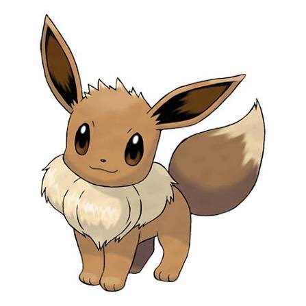 The image shows Eevee, a popular Pokémon, with its characteristic large ears, fluffy cream-colored mane, and bushy tail. The post appears to introduce a cryptocurrency token project ("$Ura" on Trade Pools), humorously using the Pokémon imagery to appeal to fans while tying the project's commission fees to Phygitals Pokémon packs distributed to top holders.