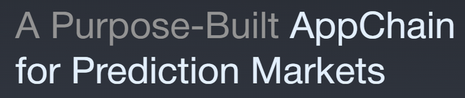 Black slide with white text reading 'A Purpose-Built AppChain for Prediction Markets'.
