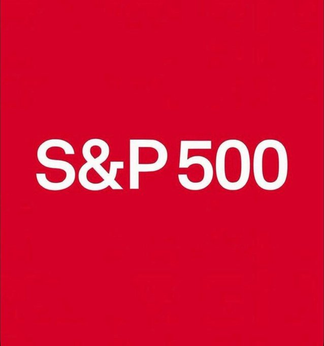 A bold red square logo with white text reading 'S&P 500' centered on the background.