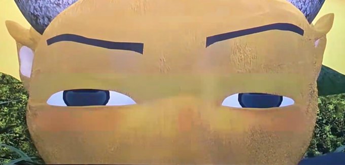 A close-up digital illustration of a yellow-skinned cartoon character with pointed ears and half-lidded, skeptical-looking eyes.