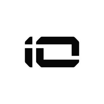 A simple black logo featuring a stylized, blocky letter 'i' on a white background.