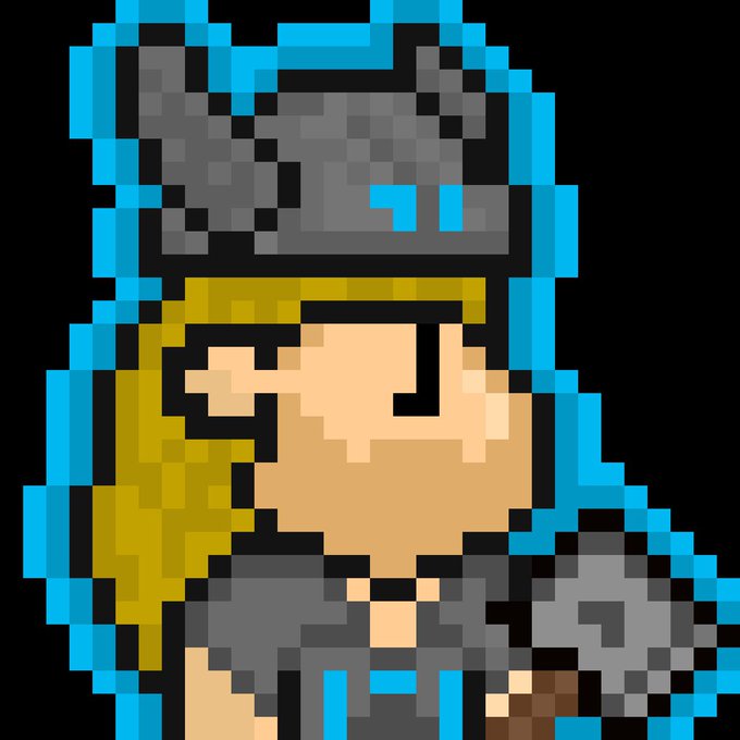 A pixel art image depicts a blonde character wearing a gray "Make Solana Great Again"-style cap, resembling Donald Trump, surrounded by a glowing blue outline. The artwork appears to be a stylized NFT design promoting the "$NPC" Solana token, as referenced in the caption praising it as the creator's favorite design.