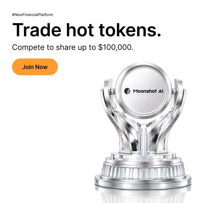 A promotional banner for Bybit's Token Buzz competition invites users to "Trade hot tokens" and compete to share up to $100,000, with an orange "Join Now" call-to-action button. A silver trophy featuring the Moonshot AI logo reinforces the post's message that there are "3 DAYS LEFT" to trade Moonshot AI Perps and climb the leaderboard.