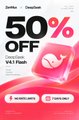 A promotional advertisement for 'JetPack' and 'ChainWeb' offering '50% OFF' on a 'Web3 Wallet V4.1 Flash' with a 'WALLET BUILD' and 'FLASH BUILD' button.