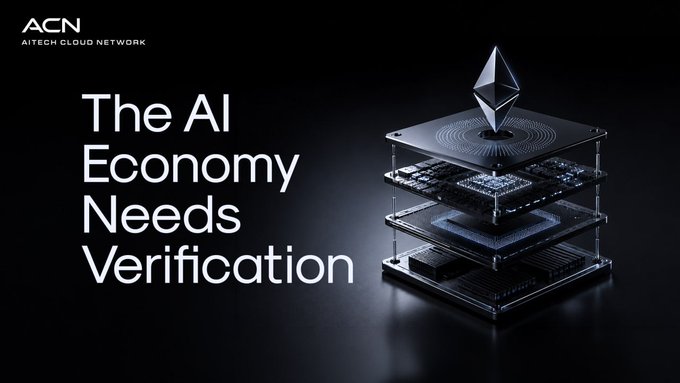 The image features a stack of computer chips, which are used as part of an AI system that needs verification. The text "The AI Economy Needs Verification!" is displayed above the stack of chips, indicating that this particular aspect of AI requires attention. This could be related to issues such as trust in AI systems or ensuring the accuracy and reliability of AI-generated data.