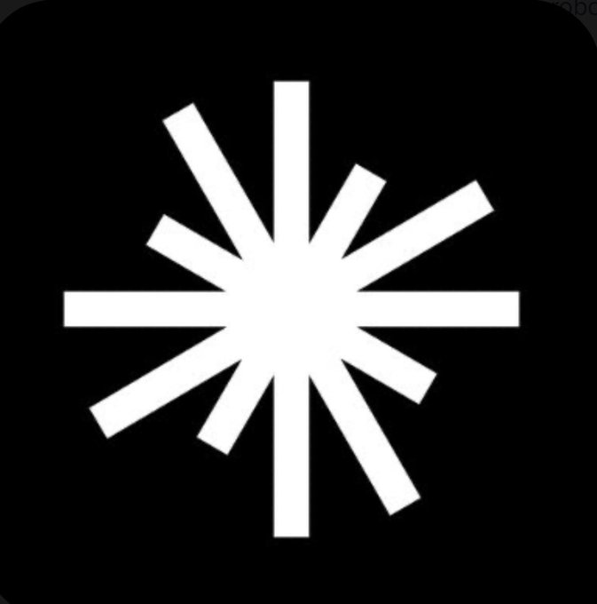 A simple black square icon featuring a white starburst or asterisk-like symbol with twelve radiating lines of varying lengths.