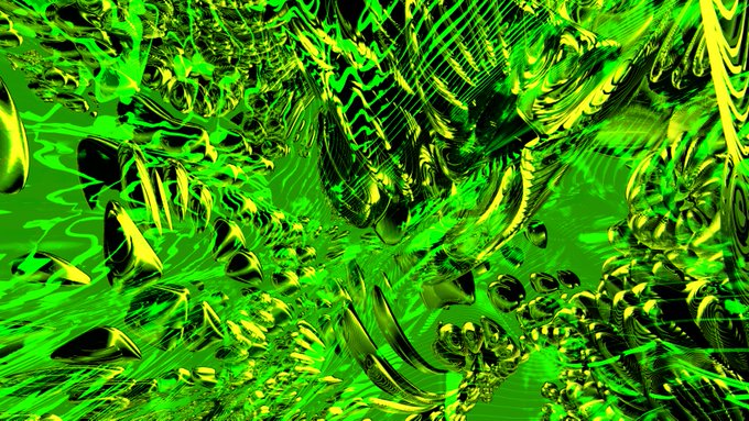 The image features a vibrant, abstract green background with yellow lines and shapes that create an intricate pattern. The colors are predominantly green and yellow, giving the impression of a lush, tropical environment or a dense forest. The image also contains text elements such as "New Testament" and " Jeremiah Always Jumped This", which may be related to the post's content or context.