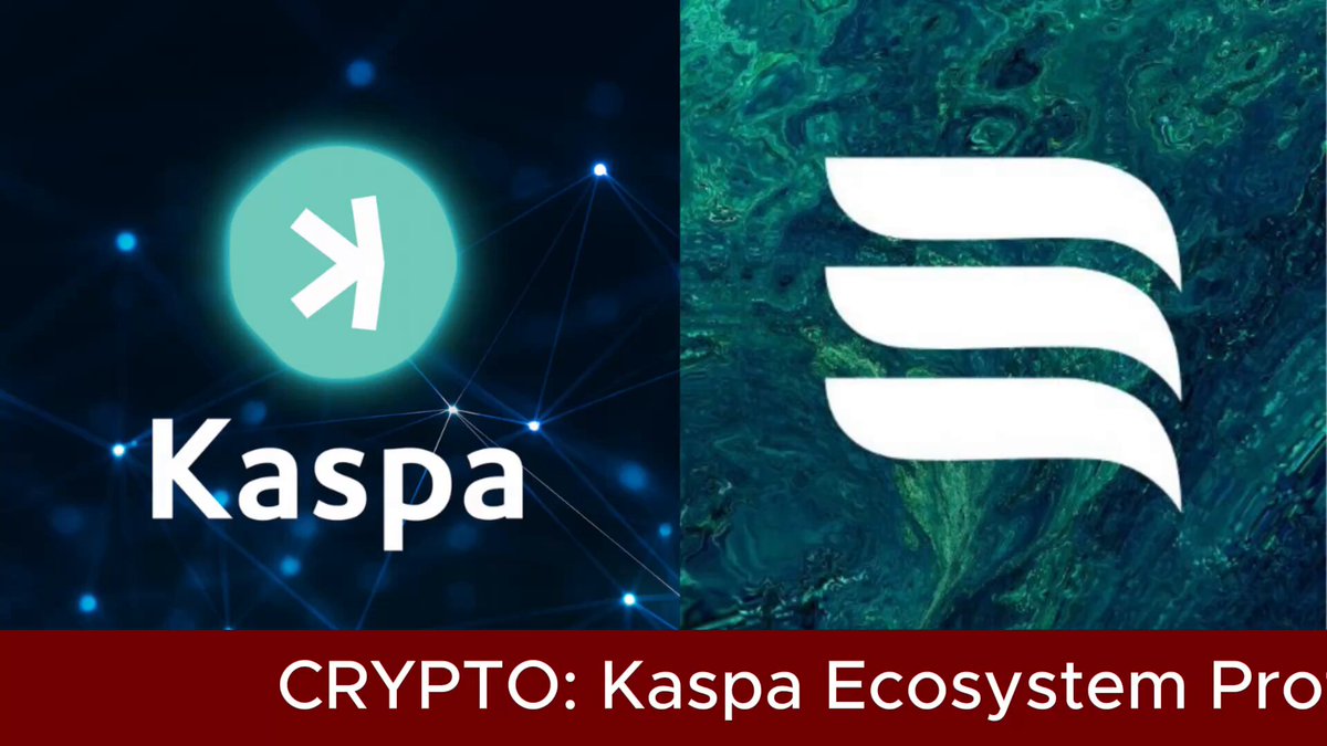 The image depicts a comparison between two cryptocurrency logos, Kaspa Ecosystem Project and Bitcoin Cash. The Kaspa logo shows a circle surrounded by blue lines, while the Bitcoin Cash logo features a white triangle with a blue line through it. Both logos are displayed next to each other on a banner. Below them, there is text that reads "Crypto: Kaspa Ecosystem Pro". This suggests that they are associated with a cryptocurrency exchange or platform called the Kaspa ecosystem. The image also includes information about the Kaspa ecosystem project's milestone achievement of $2M in total value locked at an initial liquidity epoch, indicating significant progress and growth for this new lending protocol.