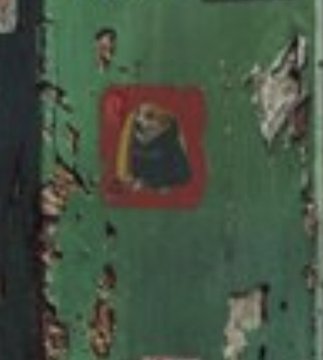 A worn, green book cover with peeling paint and a small red inset image of a cartoon dog character, likely referencing CashDogs NFT. The image appears to show artwork by digital artist Beeple, whose reference in the post suggests a connection to the CashDogs NFT project being "pumped" as NFTs make a comeback.