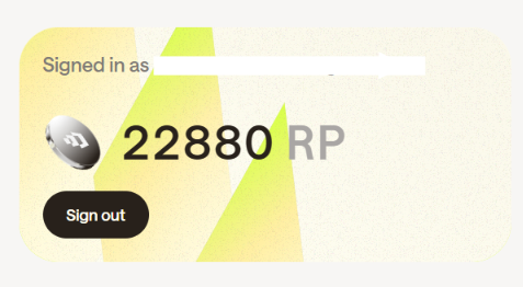 A user interface screen showing 'Signed in as' with a Riot Points balance of 22880 RP and a 'Sign out' button.