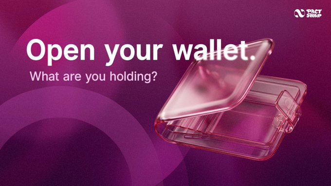 The image features an open wallet with its lid removed, revealing the contents inside. The wallet contains a note that reads "Open your wallet. What are you holding more of? BTC?" This implies that the wallet owner might be considering investing or exchanging their Bitcoin for other forms of currency, such as cash or IOUs.