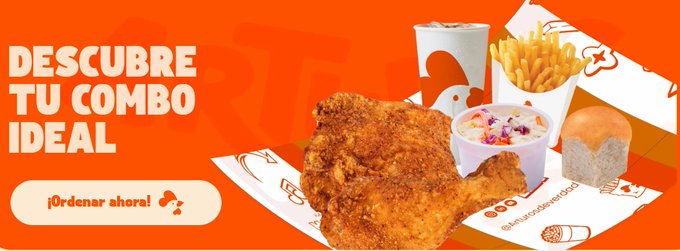 A Popeyes fast food advertisement in Spanish promoting combo deals with fried chicken, fries, coleslaw, and bread, reading 'DESCUBRE TU COMBO IDEAL' and '¡Ordenar ahora!'