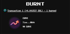 The image displays a meme or text graphic with the bold heading "BURNT" at the top, followed by the caption "THE AUCTION SILENCE WAS SO LOUD I COULD HEAR A RM 250M BORED APE SELLING." Below this, a caption reads "ONE YER," and further down states "3., 17.5 TOKEN DEGEN, ETC." Finally, "XR JOBE" appears at the bottom.

The accompanying post says: "curve will retire us".

A concise 1-2 sentence caption could be:

The image is a meme-style graphic featuring the bold word "BURNT" at the top, accompanied by fragmented and disjointed text referencing a $250M Bored Ape auction, degen tokens, and "XR JOBE," all set against a stark black background. The chaotic, broken layout and references to high-value crypto/NFT losses seem to comment humorously on the unpredictable and potentially ruinous nature of the crypto market