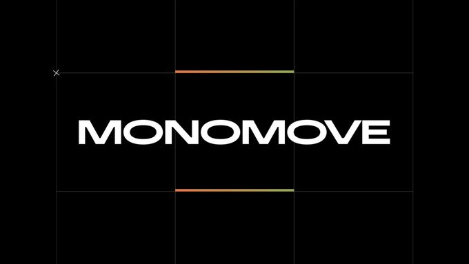 A black title screen displaying the white text 'MONOMOVE' between gradient orange-to-green horizontal lines.