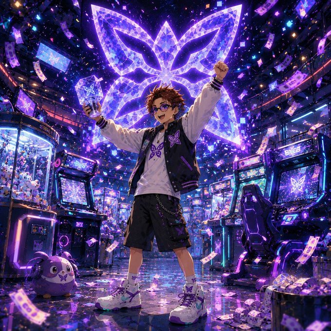 A triumphant anime-style character in a varsity jacket celebrates in a neon-drenched arcade filled with falling cash and a glowing purple geometric emblem, visually symbolizing a futuristic leap beyond traditional crypto defenses.

The image evokes quantum-era readiness—replacing the old arcade machines of legacy cryptography with a bold new symbol—mirroring Quip Network's mission to future-proof wallets against quantum threats rather than just guarding against today's risks.