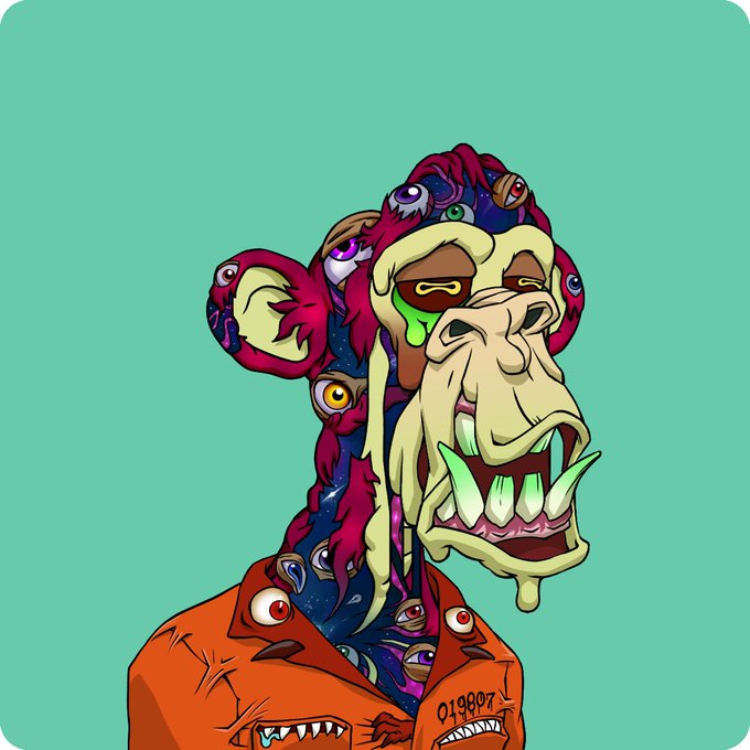 The image features a cartoon monkey wearing an orange jumpsuit, which has been altered into a prison jumpsuit with a greenish hue. The monkey's face is painted white, giving it a creepy appearance. The background of the image is a light blue color that contrasts with the monkey's jumpsuit and makes its face stand out even more. There are also some numbers visible in the image, which could be part of a caption or reference to a specific fact about the prison jumpsuit trait.