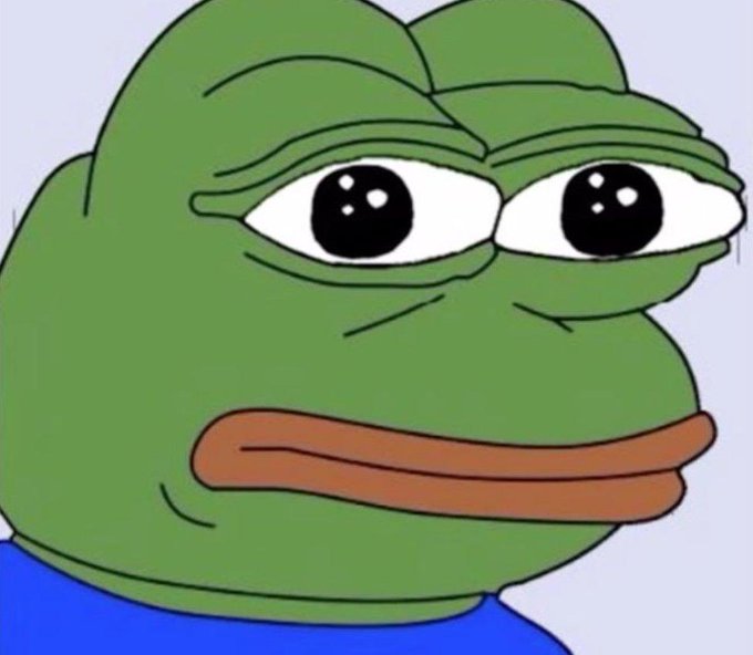 A sad-looking Pepe the Frog meme appears with watery eyes, evoking a pleading or emotional tone that matches the post's urgent message urging followers to act quickly ("Be fast") to support the "Green Pepe" token launch on RobinHood Chain at the provided contract address and launchpad link.