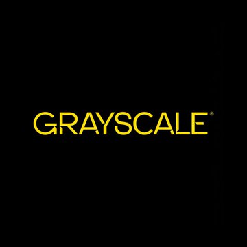 The word 'GRAYSCALE' displayed in yellow text on a black background.