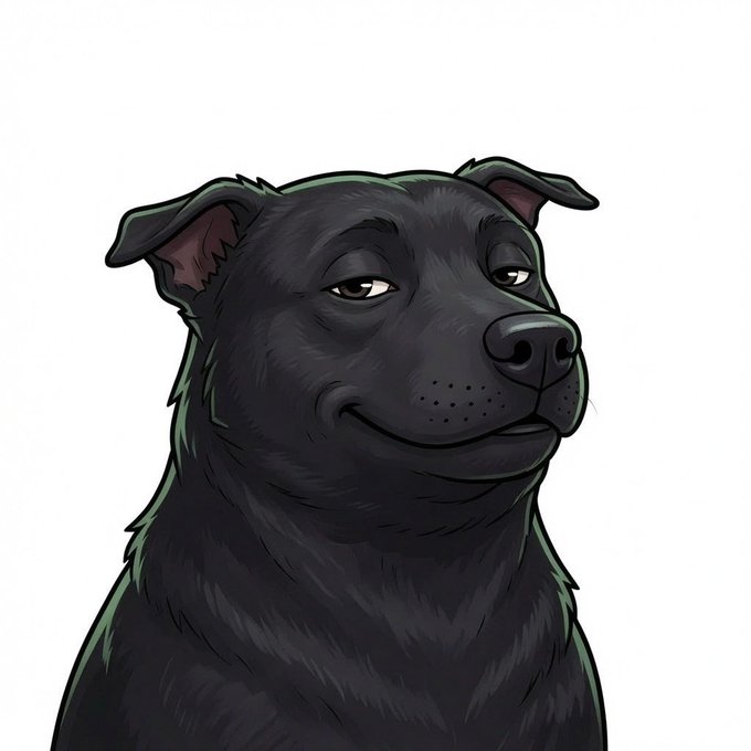 A cartoon illustration of a black Staffordshire Bull Terrier-like dog with a slight smile, likely serving as a mascot for the "Bratanonsol.fun" Solana memecoin community. The image has no visible text, but the friendly, approachable dog aligns with the meme culture branding of the accompanying post.
