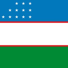 The image shows the flag of Uzbekistan, featuring its distinctive design with blue, white, and green horizontal stripes separated by red fimbriations, with a crescent moon and twelve stars in the upper left blue canton. This flag visually represents the country mentioned in the post, as Uzbekistan is the nation piloting the HUMO stablecoin for real-world merchant payments under a regulatory sandbox.