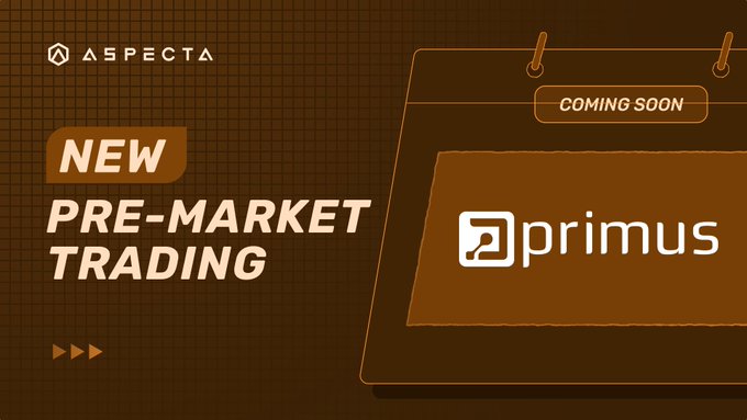 A promotional graphic for Aspecta announcing 'NEW PRE-MARKET TRADING' with a 'COMING SOON' tag featuring the Primus logo.
