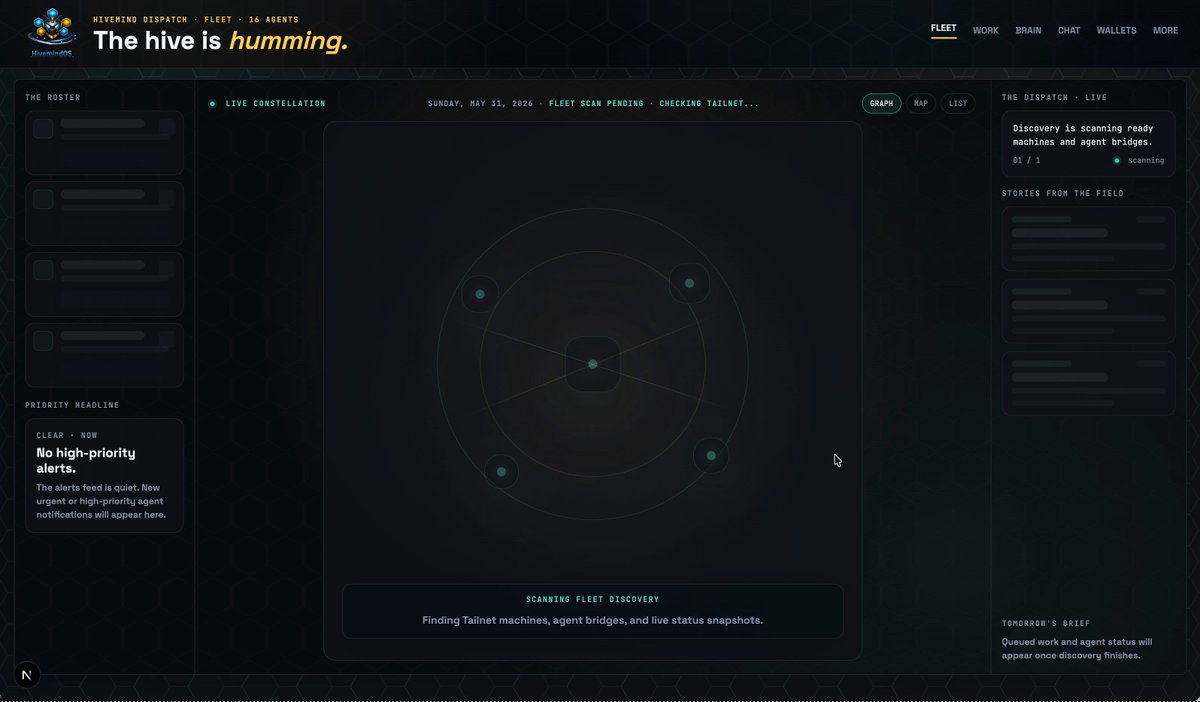 The image shows a computer screen with a website called "hive is humoring" displayed at the top, along with a small circle of text below it that reads "The hive is humoring." The background of the image is black, which contrasts with the white text and makes it stand out. There are also some other elements in the image such as a logo on the left side and a small portion of a website at the bottom right corner.