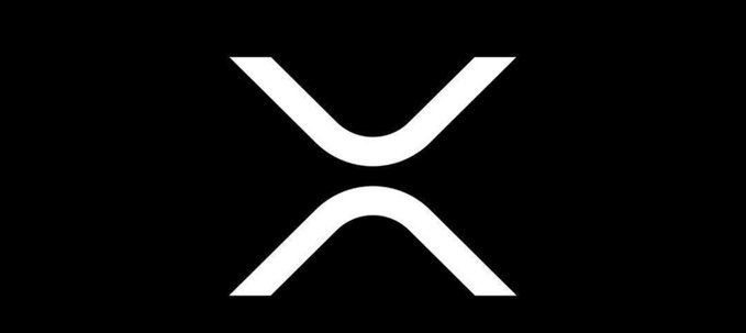 The white X-shaped logo of the XRP cryptocurrency is displayed on a black background.