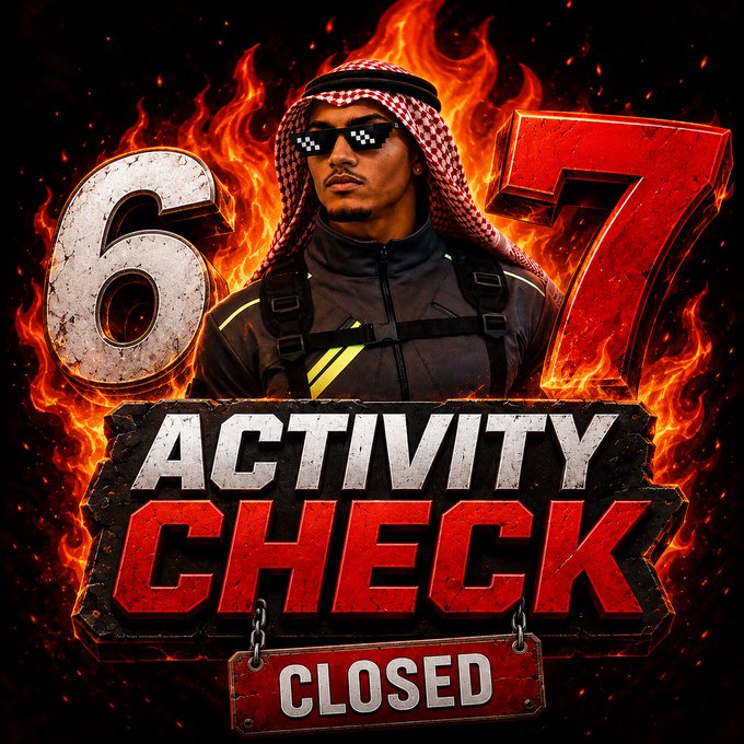 The image shows an "ACTIVITY CHECK CLOSED" banner with fiery graphics and large numbers "6" and "7" indicating the end of the first wave. This directly relates to the post announcing the closure of the activity check and encouraging users for future opportunities.